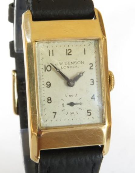 Art Deco J W Benson wristwatch, 1947.